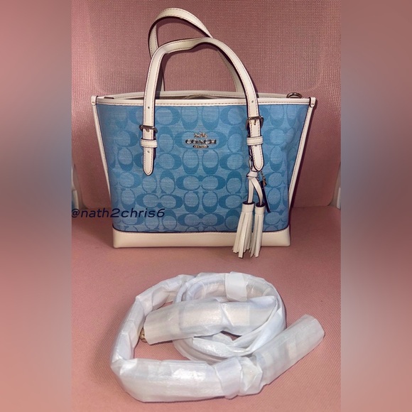Coach Mollie 25 Tote Bag In Signature Chambray. - Picture 10 of 15